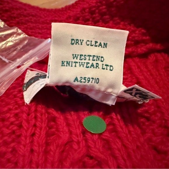 Aran Crafts Ireland Merino Wool Cable Knit Long Cardigan Red Women’s Sz XS NWOT - Picture 7 of 13